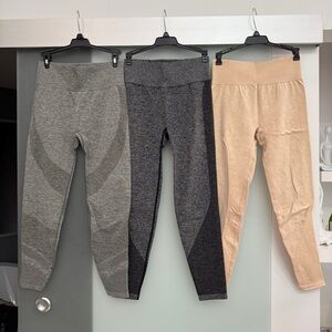 PINK Victoria's Secret Gray and Tan Leggings Soft Knit Comfort